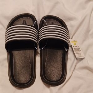 Kids Black and White Slide Sandals